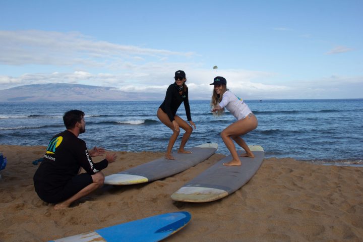 a group of people on a beach
